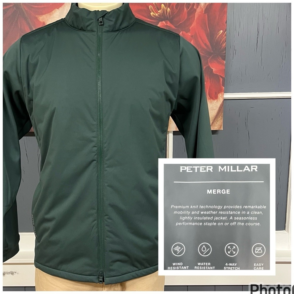 Peter Millar Merge Hybrid Light Jacket Mens Sz Medium Classic Fit Full Zip Green